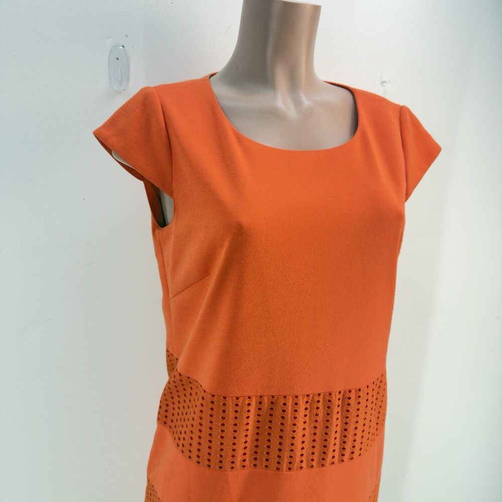 New Preston & York Sheath Women Dress Size 8 Stretch Orange Sleeveless - Picture 5 of 16